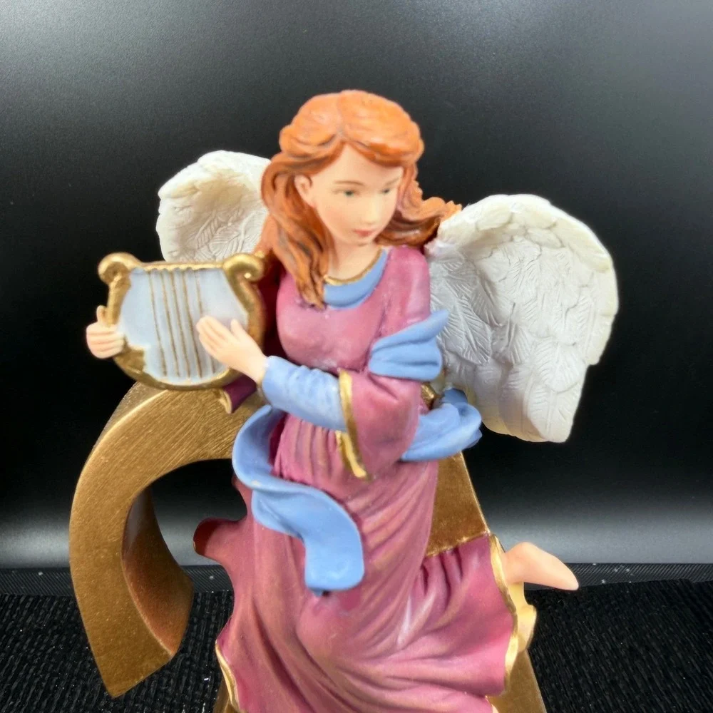 Lenox 2004 Angel with Lyre Letter A Figurine Gold Initial Floral Monogram Figure